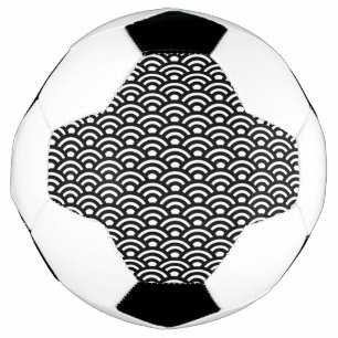 Bola De Futebol Seigaiha, Ondas, Japonês, Preto e Branco