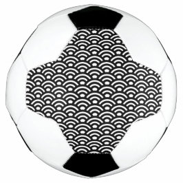Bola De Futebol Seigaiha, Waves, Japanese, Black and White