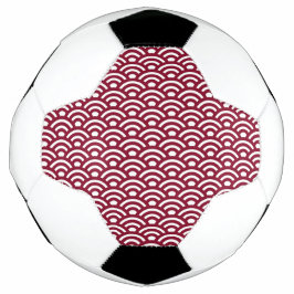 Bola De Futebol Seigaiha, Waves, Japanese, Burgundy and White
