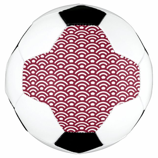 Bola De Futebol Seigaiha, Waves, Japanese, Burgundy and White (Frente)