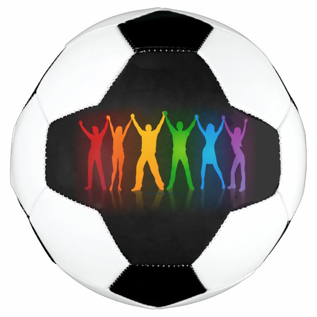 Bola De Futebol Seis silhuetas em pé de Slipperyjoe com braços lev (Frente)