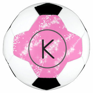 Bola De Futebol selo de água com brilho rosa monograma branco mini
