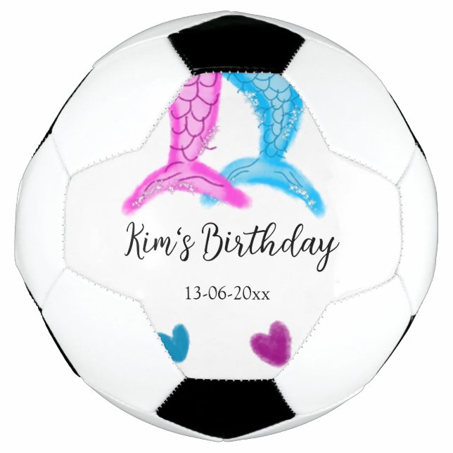 Bola De Futebol sereia rosa azul, sereia d'água, adicionar nome an (Frente)