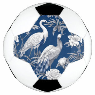 Bola De Futebol Série Chinoserie Azul e Branco Design 7
