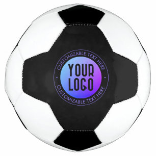 Bola De Futebol Seu Logotipo & Moderno Gradiente Ombre Azul e Roxo