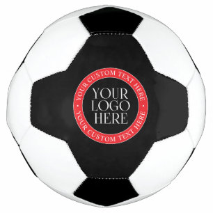 Bola De Futebol Seu logotipo ou outra imagem   Preto Vermelho e Br