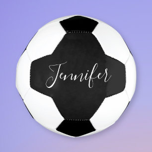 Bola De Futebol Seu Nome Escrita Branca Elegante em Preto