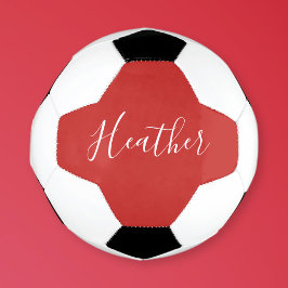 Bola De Futebol Seu Script Branco Personalizado em Vermelho