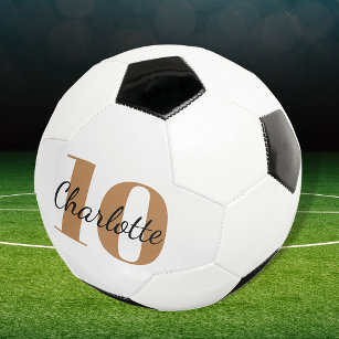 Bola De Futebol Sigla em branco do monograma preto dourado, número