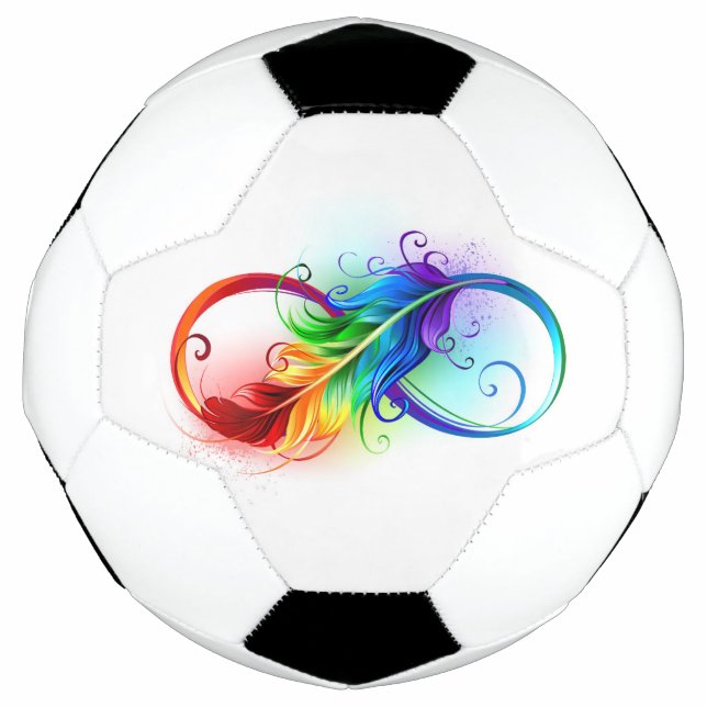 Bola De Futebol Símbolo Infinito com Pena Arco-Íris (Frente)