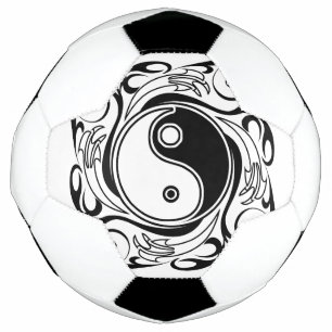 Bola De Futebol Símbolo Yin & Yang Preto e Branco Estilo Tatuagem