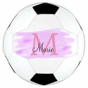 Bola De Futebol simple minimal add name monogram pink watercolor