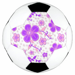 Bola De Futebol Simples Floral Aquarela Impressão púrpura e rosa