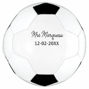 Bola De Futebol simples monograma minimalista sra Sr nome data ano