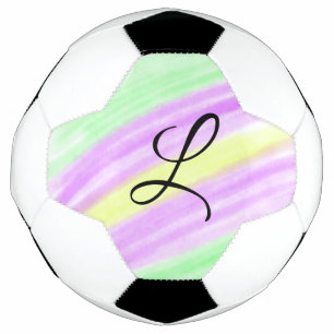 Bola De Futebol Simples roxo verde aquarela adicione seu monograma