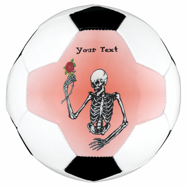 Bola De Futebol Skeleton segurando Rosa vermelha no caule na mão e (Frente)