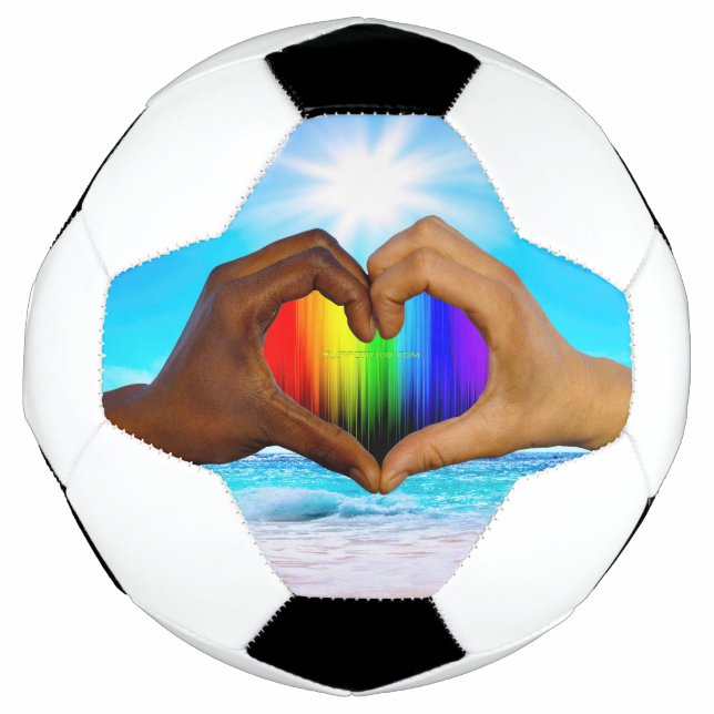 Bola De Futebol SlipperyJoe gradiente de arco-íris vibrante coraçã (Frente)