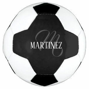 Bola De Futebol Sobrenome Personalizado Elegante Preto   Nome