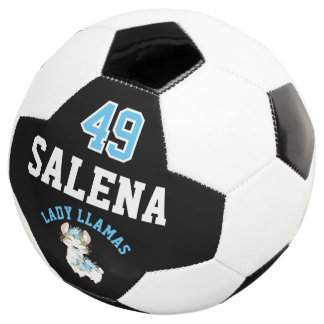 Bola De Futebol Soccer  Llama  - Blue, Black and White 