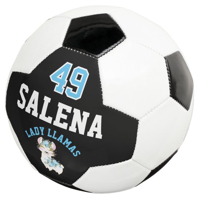 Bola De Futebol Soccer  Llama  - Blue, Black and White  (Três quartos)
