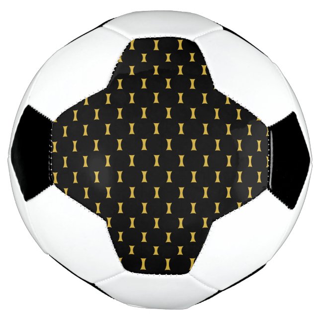 Bola De Futebol Solid Black with Metallic Gold Mark Style (Invertido)