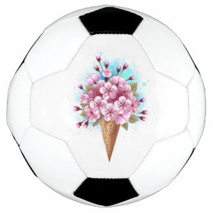 Bola De Futebol Sorvete Waffle Rosa Sakura Cone