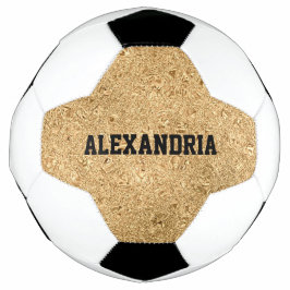 Bola De Futebol Sparkle de Folha Glitter Dourada de Nome Personali