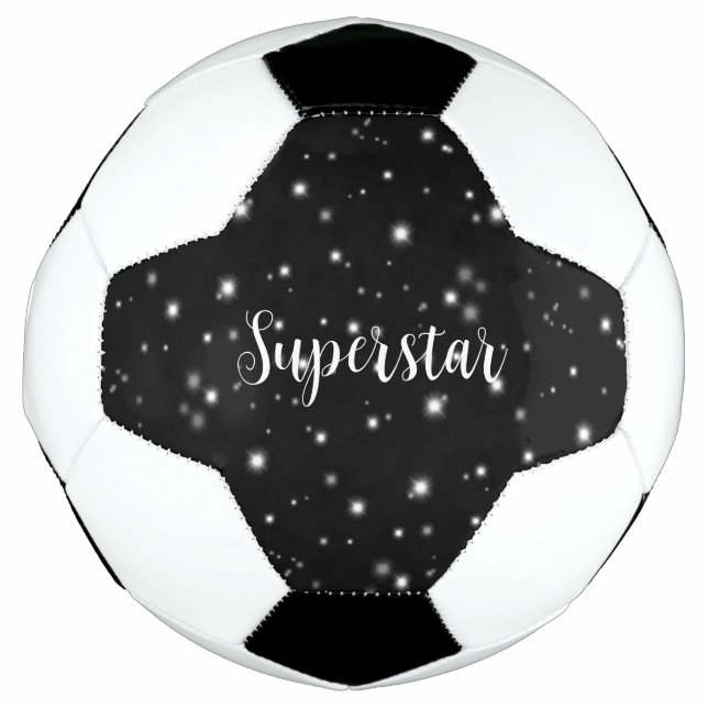 Bola De Futebol Starlight Sparkles Black and White Stars (Frente)
