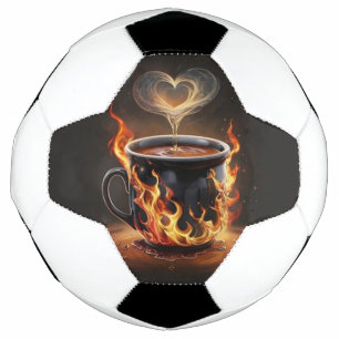 Bola De Futebol Taça de café de Natal com arte a vapor de coração