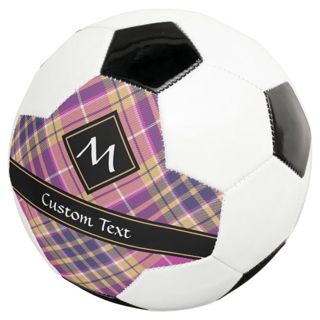 Bola De Futebol Tartan rosa, Dourado e azul