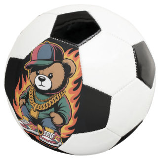 Bola De Futebol Teddy Bear in Hip-Hop Style with Gold Chains
