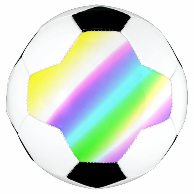 Bola De Futebol Texto azul verde do arco-íris abstrato (Frente)