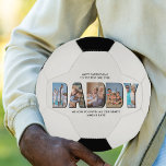 Bola De Futebol Texto Personalizado de Colagem de Fotografias de R<br><div class="desc">Bola de futebol personalizada para PAI - perfeita para dia de os pais, aniversário, novo bebê ou só porque! Carregue 5 das suas fotos favoritas que são automaticamente exibidas na forma do PAI de palavras. Você também pode editar todo o texto. Se você tiver algum problema em fazer com que...</div>