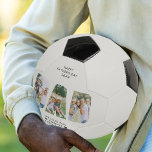 Bola De Futebol Texto Personalizado de Colagem de Fotografias de R<br><div class="desc">Bola de futebol personalizada para PAI - perfeita para dia de os pais, aniversário, novo bebê ou só porque! Carregue 3 das suas fotos favoritas que são automaticamente exibidas na forma do PAI de palavras. Você também pode editar todo o texto. Se você tiver algum problema em fazer com que...</div>