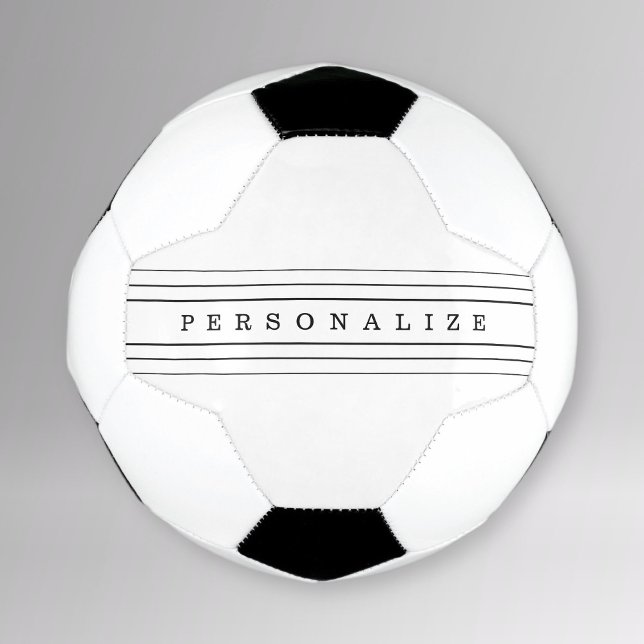 Bola De Futebol Texto personalizado e faixas modernas | Preto e br (Criador carregado)