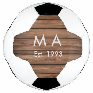 Bola De Futebol texto rústico marrom boho adicionar nome letra ano