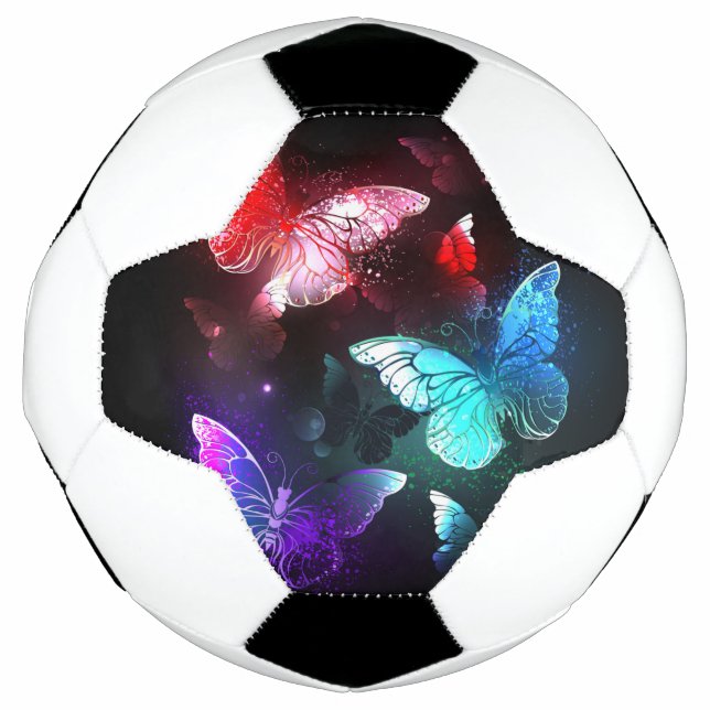 Bola De Futebol Three Glowing Butterflies on night background (Frente)