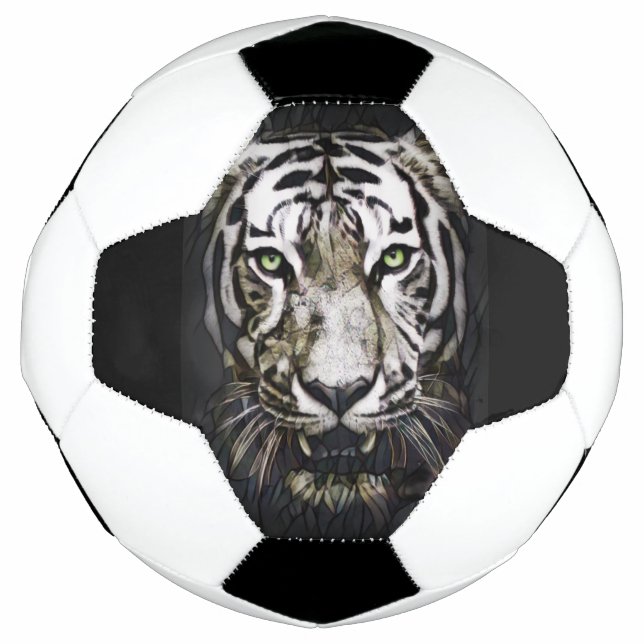 Bola De Futebol Tigre Branco de Vidro Estreitado (Frente)