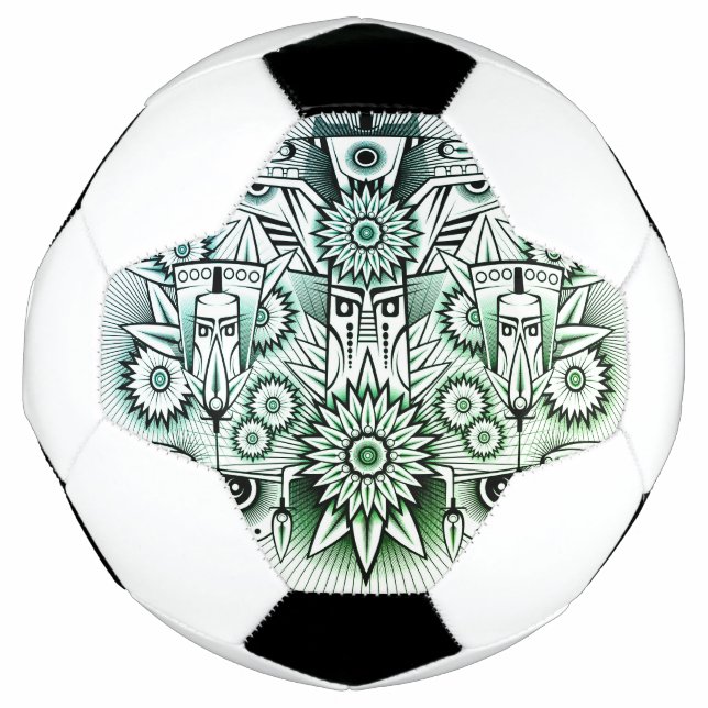Bola De Futebol Tint verde Design Tribal (Frente)