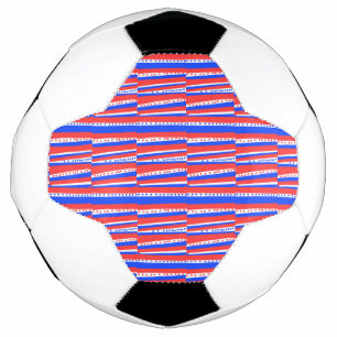 Bola De Futebol Tiras de Círculos Azuis Brancos Vermelhos
