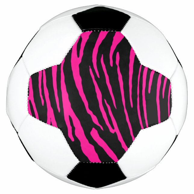 Bola De Futebol Tiras de Tigre Rosa (Frente)