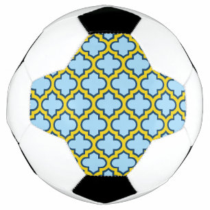 Bola De Futebol Trellis azul e amarela, lete, quatrefoil