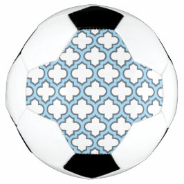 Bola De Futebol Trellis branca e azul-bebê, lete, quatrefoil