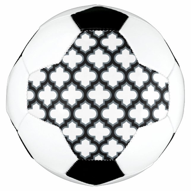 Bola De Futebol Trellis branca e preta, lete, quatrefoil (Frente)