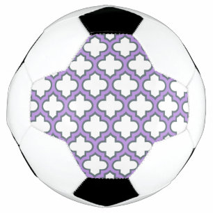 Bola De Futebol Trellis branca e roxa, lete, quatrefoil