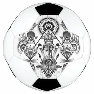 Bola De Futebol Tribal Nativo abstrato