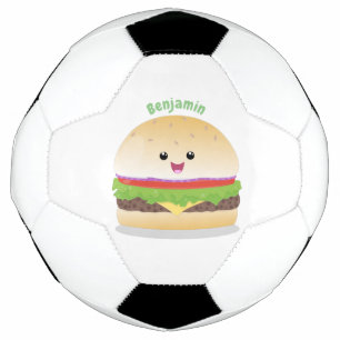 Bola De Futebol Um bonito e feliz desenho animado do hambúrguer ka