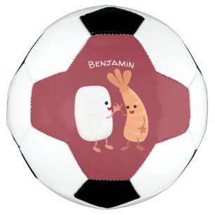 Bola De Futebol Um desenho animado de amigos de camarão de sushi