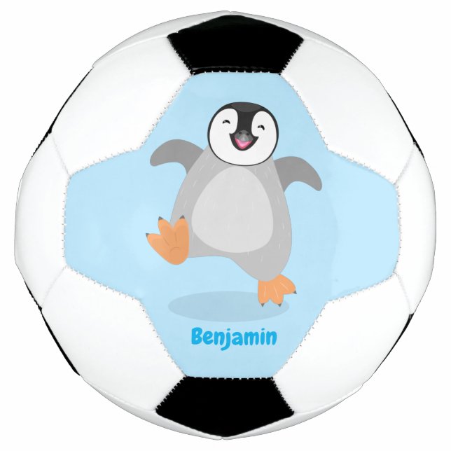Bola De Futebol Um desenho animado de pintinho de pinguim feliz e  (Frente)