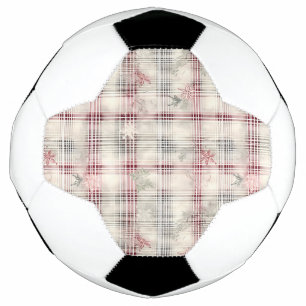 Bola De Futebol Uma Série de Design Floral de Tartã de Natal #13